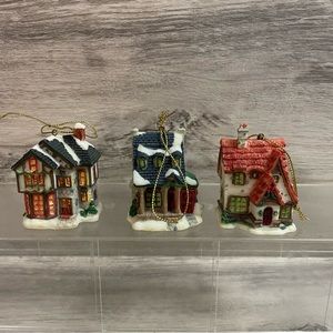 Vintage Victorian House Ornament Lot 3 Christmas 2.5” Tall